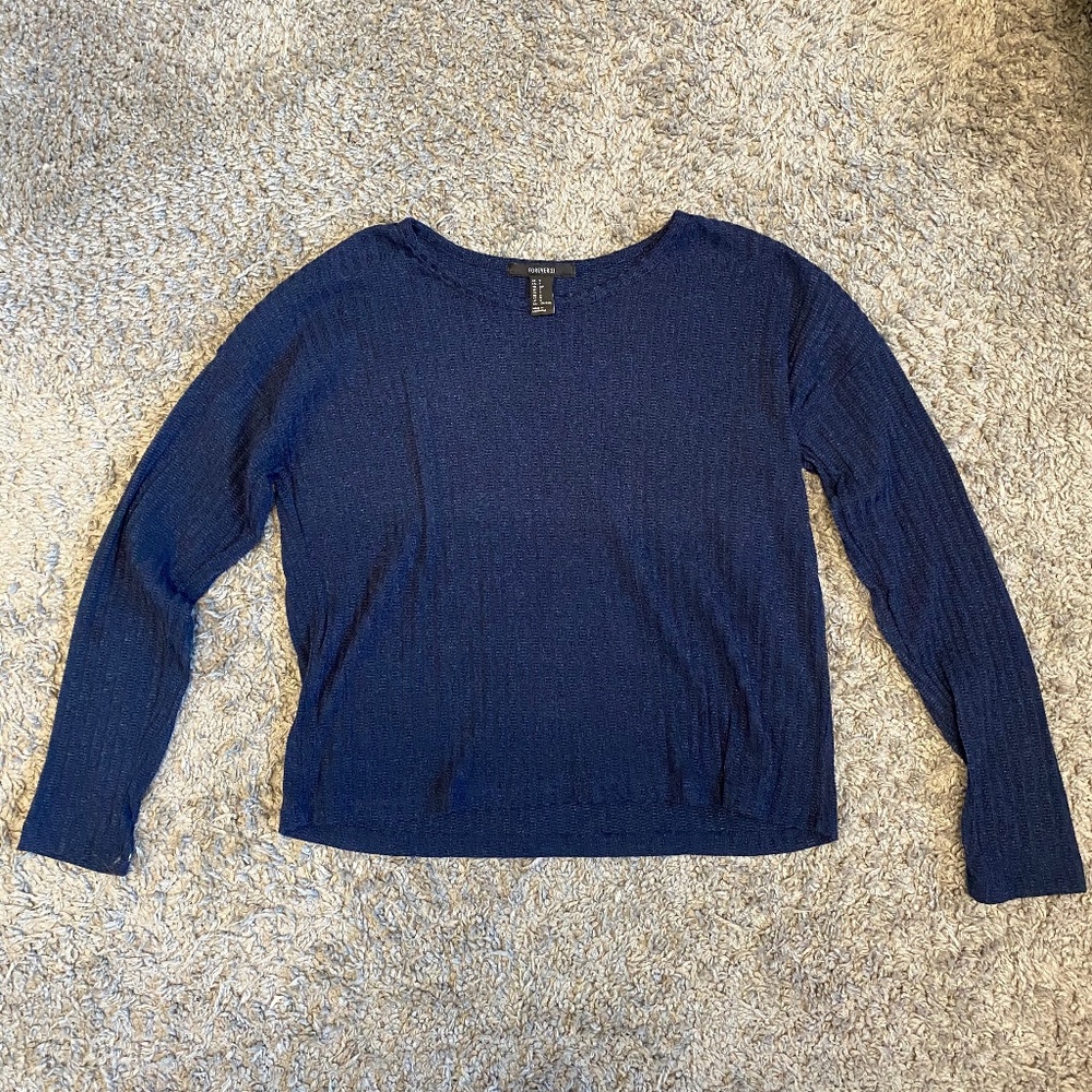 Navy Ribbed Tee - Picture 1 of 1